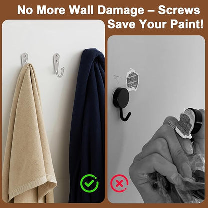 POZEAN 40 Pack Wall Hooks - Silver Coat and Towel Hooks with 80 Screws, for Hanging Coats, Scarves, Bags, Towels, Keys, Caps, Cups, Hats and More