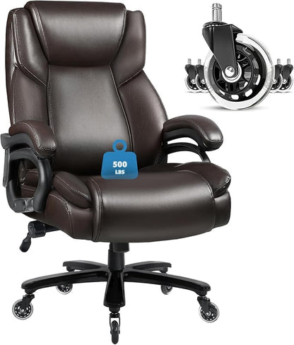 VITESSE 500lbs Heavy Duty Office Chair for Low Back Pain Relief, Big and Tall Office Chair with Ergonomic Lumbar Support, High Back Executive Chair with Quiet Rubber Wheel