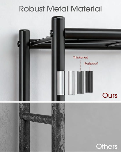 Sakugi Storage Shelves - Set of 2, 5-Tier Metal Shelf Organizer, Space-Saving Garage Shelving with Leveling Feet, Standing Shelves Organizer for Kitchen, Laundry, Pantry (18.4" x 12.6" x 57.4", Black)
