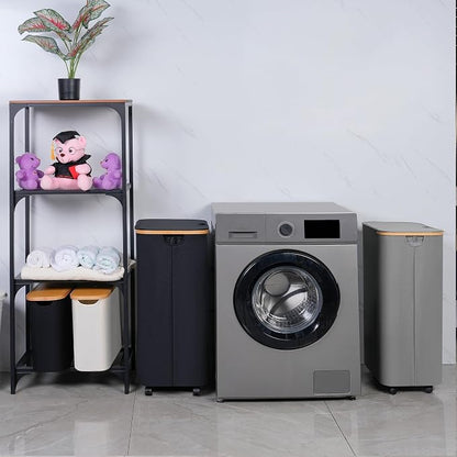 Laundry Basket with Wheels, 110L Beige Clothes Hamper for Laundry, Laundry Hamper with Lid and Inner Bag, for Laundry Room, Bedroom, Dormitory Storage,Beige