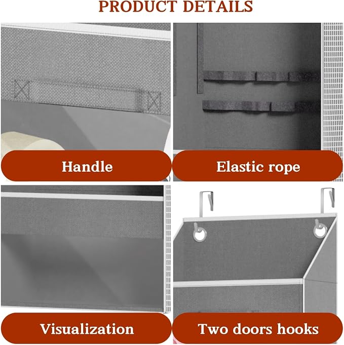 Light Grey Over Door Wrapping Paper Organizer Storage with 3 Removable Drawers & Side Pockets –Dual Use Design with Elastic Straps Wrap Storage for Ribbons,Bows,Ornament and Other Tools