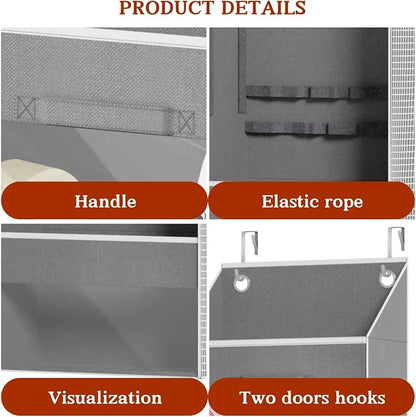 Light Grey Over Door Wrapping Paper Organizer Storage with 3 Removable Drawers & Side Pockets –Dual Use Design with Elastic Straps Wrap Storage for Ribbons,Bows,Ornament and Other Tools