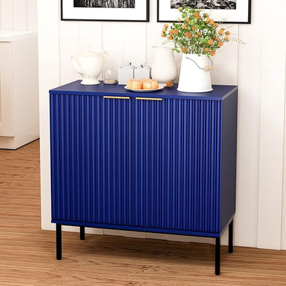Fluted Sideboard, Buffet Cabinet with Storage, Wooden with Doors and Shelves, Accent Cabinet for Living Dining Room, Entryway