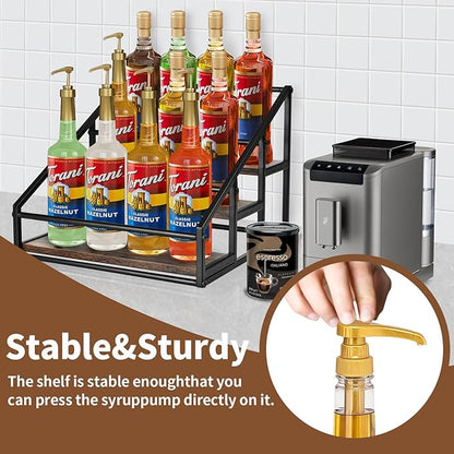 YQBRAO Coffee Syrup Rack Organizer, 3-Tier 12 Bottles Syrup Rack for Coffee Bar,Syrup Stand for Kitchen Coffee Station,Syrup Holder,Liquor Bottle Display Shelf