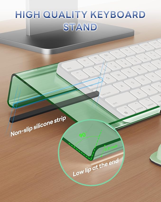 Laborio Computer Keyboard Wrist Rest Stand for Desktop, Keyboard Riser Holder with Wrist Pad for Office Desk, Home, School (Green)