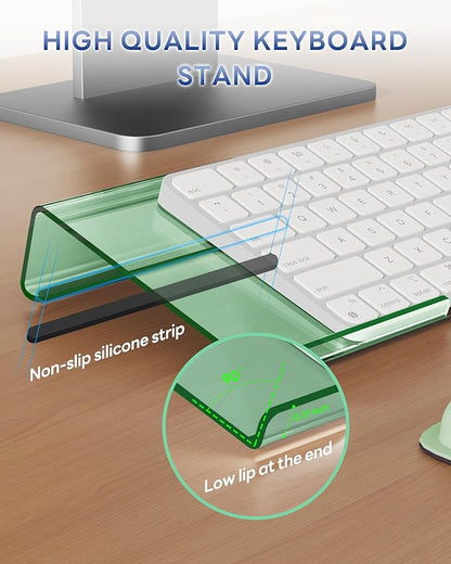 Laborio Computer Keyboard Wrist Rest Stand for Desktop, Keyboard Riser Holder with Wrist Pad for Office Desk, Home, School (Green)