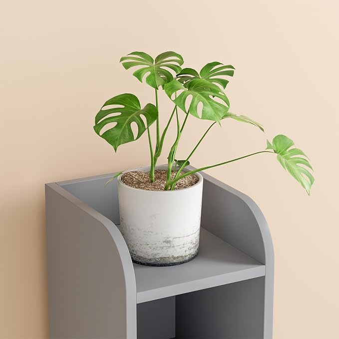 Homhedy Small Bathroom Storage Corner Floor Cabinet with Door and Shelves, Beside The Toilet Paper Stand for Skinny, Narrow Toilet Paper Cabinet, 7.9" D x 7.1" W x 31" H, Gray