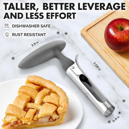 Zulay Kitchen Ultra Sharp Apple Corer Tool - Stainless Steel, Sharp & Serrated Blade Cores in Seconds - Easy to Use & Clean, Durable Apple Core Remover for Apples & Small Fruits - Gray
