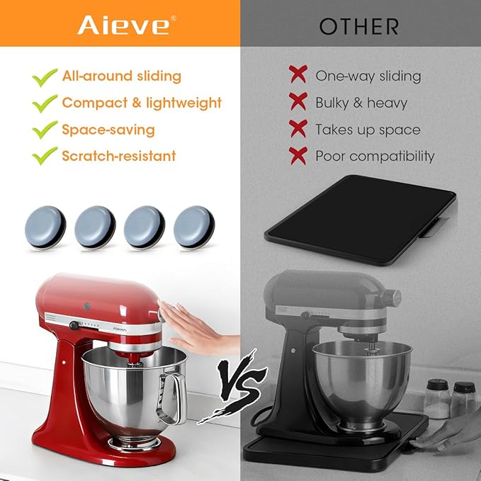 Aieve Appliance Slider, 24 Pcs Small Appliance Rollers Kitchen Gadgets, Self Adhesive Caster Wheels Kitchen Finds Home Must Have Countertop Accessories for Mixer Coffee Maker Air Fryer