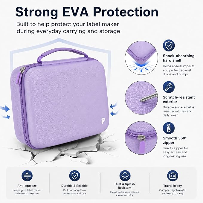 Case Compatible with DYMO Label Maker LabelManager 160/280 Portable Label Maker, Label Printer Storage Organizer for AC Adapter, Tape Cartirdges and More Accessories(Box Only) (Purple)