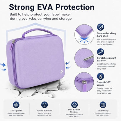Case Compatible with DYMO Label Maker LabelManager 160/280 Portable Label Maker, Label Printer Storage Organizer for AC Adapter, Tape Cartirdges and More Accessories(Box Only) (Purple)