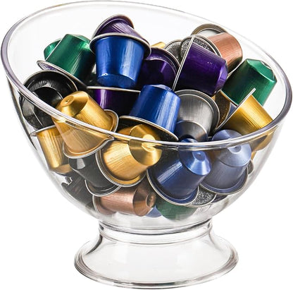 Frcctre 2 Pack Coffee Pods Holder, Plastic K Cup Holder Coffee Capsule Pods Storage Container Creamer Organizer, Round Serving Bowl Candy Dish Fruit Salad Bowl