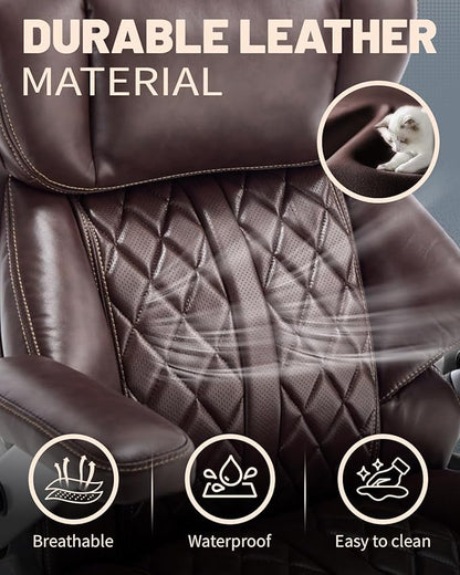 800lbs Executive Chairs with 5D Flip Arms, Heavy Duty Office Chair with Adjustable Lumbar Support, Office Chair for Heavy People, Big and Tall chair with Quiet Rubber Wheel and Extra Wide seat