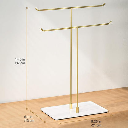 bussdis Necklace Stand Aesthetic Necklace Holder: Metal Necklace Organizer for Home Decor, Gold