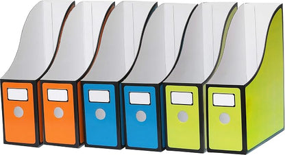 Simple Houseware 6-Pack Magazine File Holder Box, Foldable Cardboard Organizer with Label Slot, Multicolor