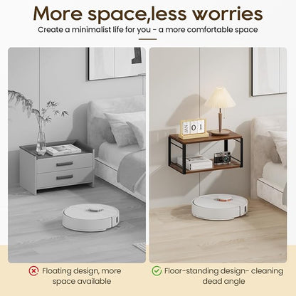 Floating Nightstand Wall Shelf, Wood Bedside Shelf Wall Mounted Nightstand Set of 2, Floating Bedside Table for Bedroom, Living Room, Bathroom, Kitchen, Office (Vintage Brown)