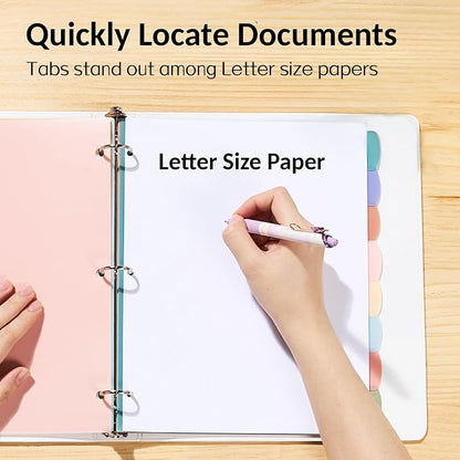 Sooez 8 Tabs Long-Lasting Plastic Write & Erase Large Tabs Dividers for 3 Ring Binder, Aesthetic Cute Pastels Binder Dividers for Student, Teacher, Office, Home Organizers, 2 Sets, Dusty Color