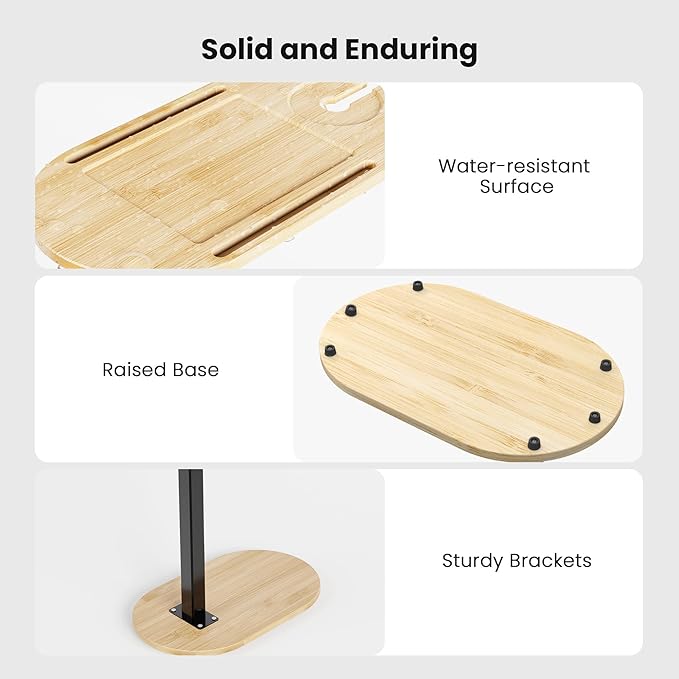 Bamboo Bathtub Table with Adjustable Height, Freestanding Bath Tray Caddy Board Tub Organizer, House Warming Gift, New Home, Anniversary Wedding Gifts, Bridal Shower Gift for Women