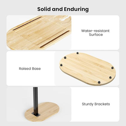Bamboo Bathtub Table with Adjustable Height, Freestanding Bath Tray Caddy Board Tub Organizer, House Warming Gift, New Home, Anniversary Wedding Gifts, Bridal Shower Gift for Women