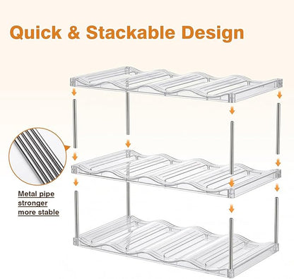 Large Compartment Water Bottle Organizer, Stackable Water Bottle Holder for Stanley 40 oz Tumbler, Clear Tumbler Organizer for Cabinet, Kitchen Pantry or Countertop, 3 Pack (3 Pack)