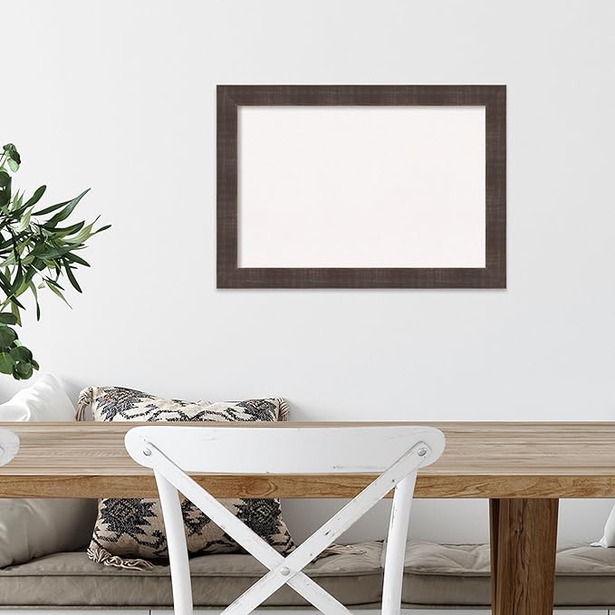Amanti Art White Cork Board for Wall, 14x20 Vision Board with Brown Wood Frame, Small Corkboard Office Decor for Home Organization, Country Rustic Corkboard Pinboard to Display Items for Home