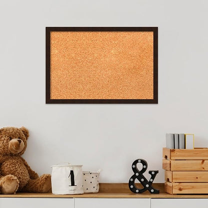 Amanti Art Natural Cork Board for Wall, 13x19 Vision Board with Brown Wood Frame, Small Corkboard Office Decor for Home Organization, Country Rustic Corkboard Pinboard to Display Items for Home