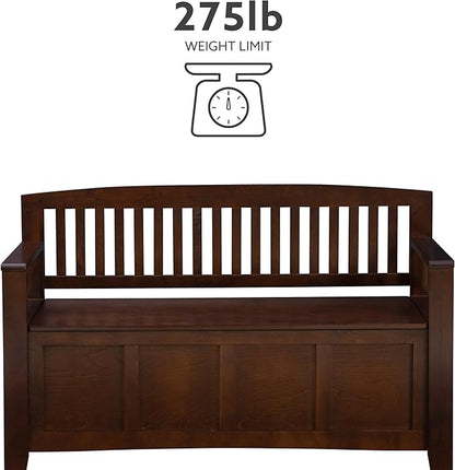 Linon Home Dcor Linon Home Decor Cynthia Storage Bench, 50"w x 17.25"d x 32"h, Walnut