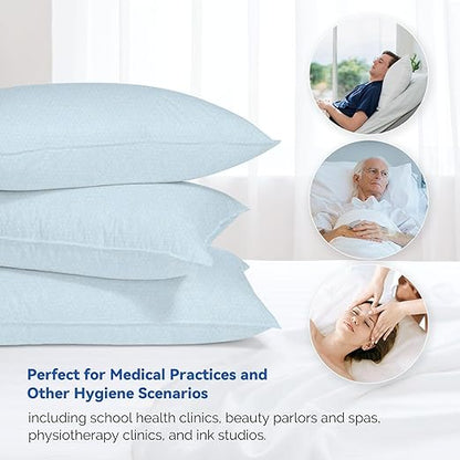 JMU 200PCS Disposable Pillow Case 21" x 30", Tissue/Poly Single Use Pillowcases Medical, Blue