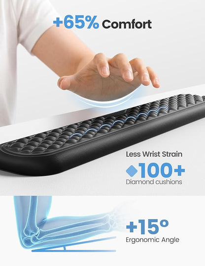 Vaydeer Keyboard Wrist Rest, Large Wrist Support Pad, Memory Foam Hand Rest for Desk, Ergonomic Computer Cushion Soft Laptop Typing, Office Gaming Palm Arm Carpal Tunnel Pain Relief(17.32inch, Black)