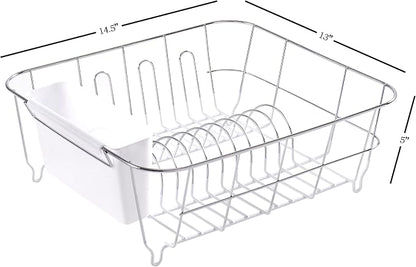 Sweet Home Collection 2 Piece Dish Drying Rack Set Drainer with Utensil Holder Simple Easy to Use Fits in Most Sinks, 14.5" x 13" x 5.25", White (Pack of 12)