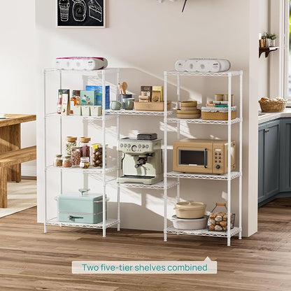 SINGAYE Shelf Wire Shelving Adjustable Storage Shelves Rack Standing Units for Kitchen Closet Laundry Bathroom Organizers Metal Pantry Narrow Mesh Gaps 14" D x 24" W x 59" H White
