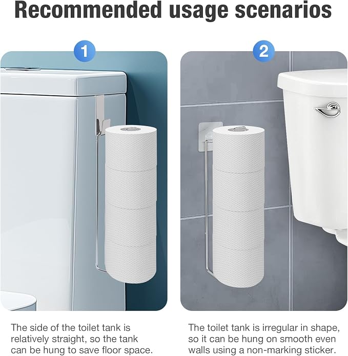 Conworld Toilet Paper Storage Wall Mount, Over The Tank Toilet Tissue Roll Holder Dispenser Reserve for Bathroom Storage and Organization, for 4 Roll Tissue, Gold, 1 Pack
