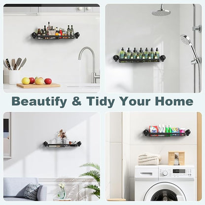JOTPE Shower Caddy Suction Cup, Expandable Suction Shower Shelf with Large Capacity, Heavy Duty Shower Organizer Powerful Max Hold 22lbs, Removable Waterproof Metal Basket for Bathroom Kitchen Storage