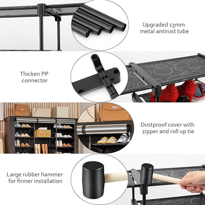 9-Tier Large Tall Shoe Rack with Covers 40-46 Pairs, Sneaker Rack Organizer Shoes Cabinet Closed Shelves Shoe Stand Holder for Garage Bedroom,Zapateras Organizer for Shoes 50 Pares
