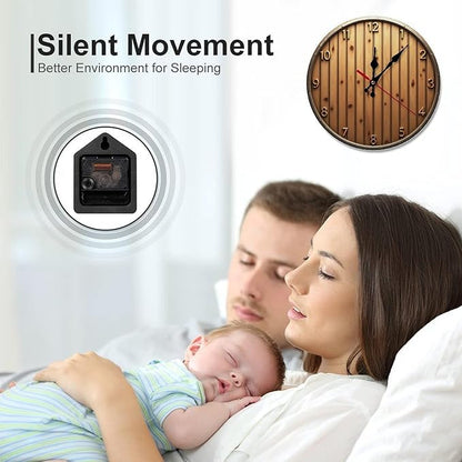 Wall Clock， Rustic Wooden Wall Clocks Battery Operated， Brown Wooden Wall Clocks for Kitchen， Living Room， Bedroom， Office， Bathroom Decorative 25 * 25cm