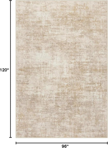 8x10 Area Rugs Washable Rug: Modern Abstract Living Room Rug Soft Anti-Skid Thin Carpet Indoor Floor Non-Shedding Carpets for Bedroom Dining Room Farmhouse Nursery Home Office Beige