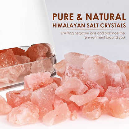 SALKING 2-in-1 Himalayan Salt Lamp & Ultrasonic Essential Oil Diffuser, Aromatherapy Diffuser Cool Mist Humidifier, Original Salt Therapy Lamp, 100% Pure Himalayan Salt, Ambient Glow, 150ml (White)