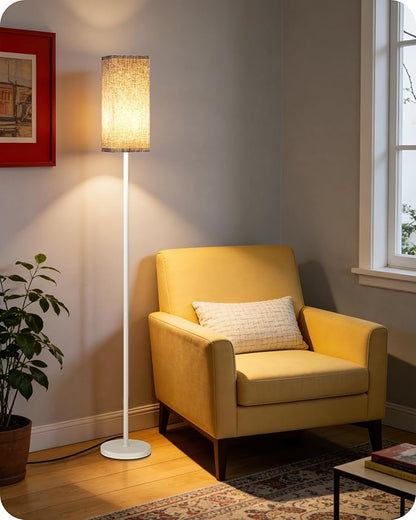64.2” Dimmable Floor Lamp for Living Room with Remote and Foot Switch, Corner Floor Lamp for Bedroom, Includes 10W A19 Bulb, Modern Standing Tall Lamp, ETL Listed White and Beige WE17LD05