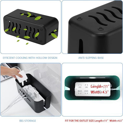 Cable Management Box,Cord Organizer Box for Desk Floor Cable Hide,Cable Box Organizer to Cover The Power Strip Cord Wires for Home Office,Black