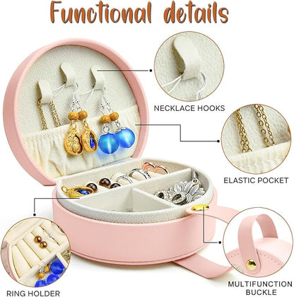 Personalized Leather Travel Jewelry Box with Name and Birth Flower for Women Gifts Custom Small Travel Jewelry Organizer Case Bridesmaid Proposal Gifts, Personalized Gifts for Women (Birth Flower)