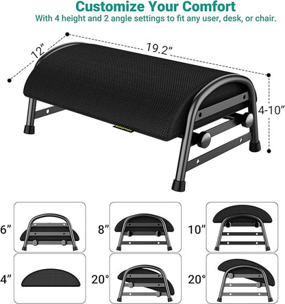 YEASHEIN Adjustable Foot Rest for Under Desk at Work, Ergonomic Under Desk Footrest with 6 Positions, Foot Stools for Under Office Desk Chair, Leg Rest for Home, Car, Computer, Gaming Accessories