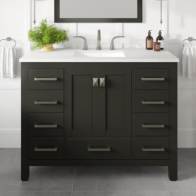Eviva Aberdeen 42 in. Espresso Single Sink Bath Vanity with Carrara Quartz Top and Undermount Porcelain Sink