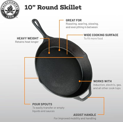 12 Inch Round Large Pre-Seasoned Cast Iron Skillet