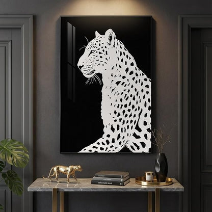 Framed Black and White Wall Art, Large Modern Minimalist Animal Portrait Prints Paintings Artwork for Walls, Elegant Leopard Pictures for Living Room Dining Bedroom Hallway Office Home Decor 24x36In