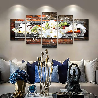 5 piece canvas wall art for living room Decorations Prints Orchid picture Large Flower Canvas Painting Contemporary Abstract Modern Home Decor The room Stretched and Framed Ready to Hang artwork