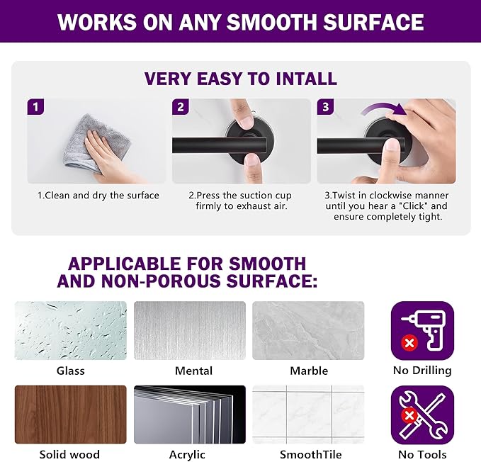 JOMOLA Toilet Paper Holder, Matte Black Stainless Steel Suction Cup Wall Mount, No-Drilling Bathroom Tissue Paper Towel Holder for Kitchen, RV, 1 Pack