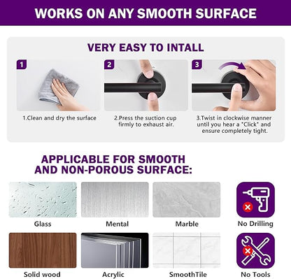 JOMOLA Toilet Paper Holder, Matte Black Stainless Steel Suction Cup Wall Mount, No-Drilling Bathroom Tissue Paper Towel Holder for Kitchen, RV, 1 Pack