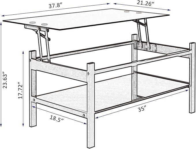 Lift Top Coffee Table, Small Rising Wooden Center Tables with Storage Shelf and Hidden Compartment, Multi-Purpose Center Table for Living Room, Home Small Space