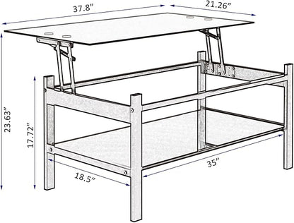 Lift Top Coffee Table, Small Rising Wooden Center Tables with Storage Shelf and Hidden Compartment, Multi-Purpose Center Table for Living Room, Home Small Space
