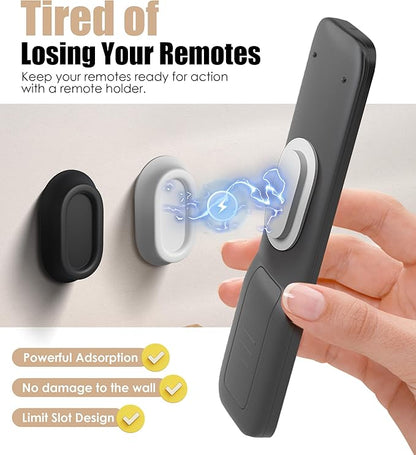 4 Pack Magnetic Remote Control Holder Wall Mount, Upgraded No Drill Self-Adhesive Organizer TV Remote Holder for Bed, Fan, RV Accessories (Black & White)